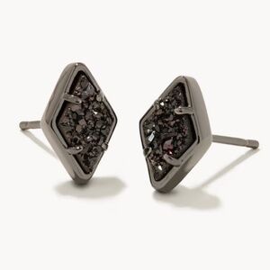Kendra Scott Kinsley Gunmetal Stud Earrings in Black Drusy